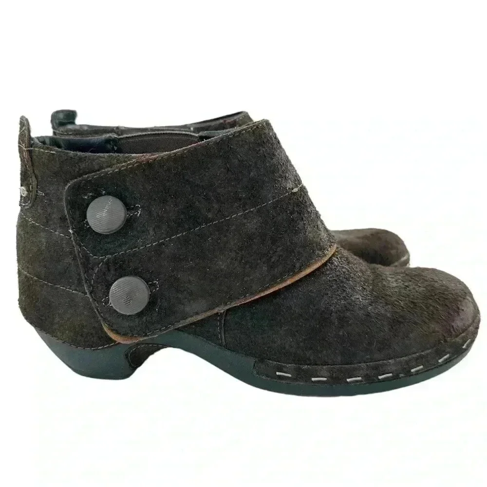 Merrell Luxe button ankle bootie 10 41 espresso brown suede stapled clog boot - Picture 13 of 13